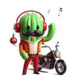 Cactus conduciendo moto
